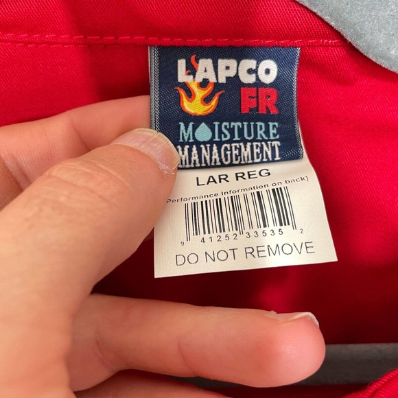 Lot Of 2 Lapco FR Large Mens Red Moisture Management Collared Button Up New* - Picture 4 of 9